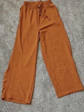 Rust Orange Wide Leg Drawstring Pants